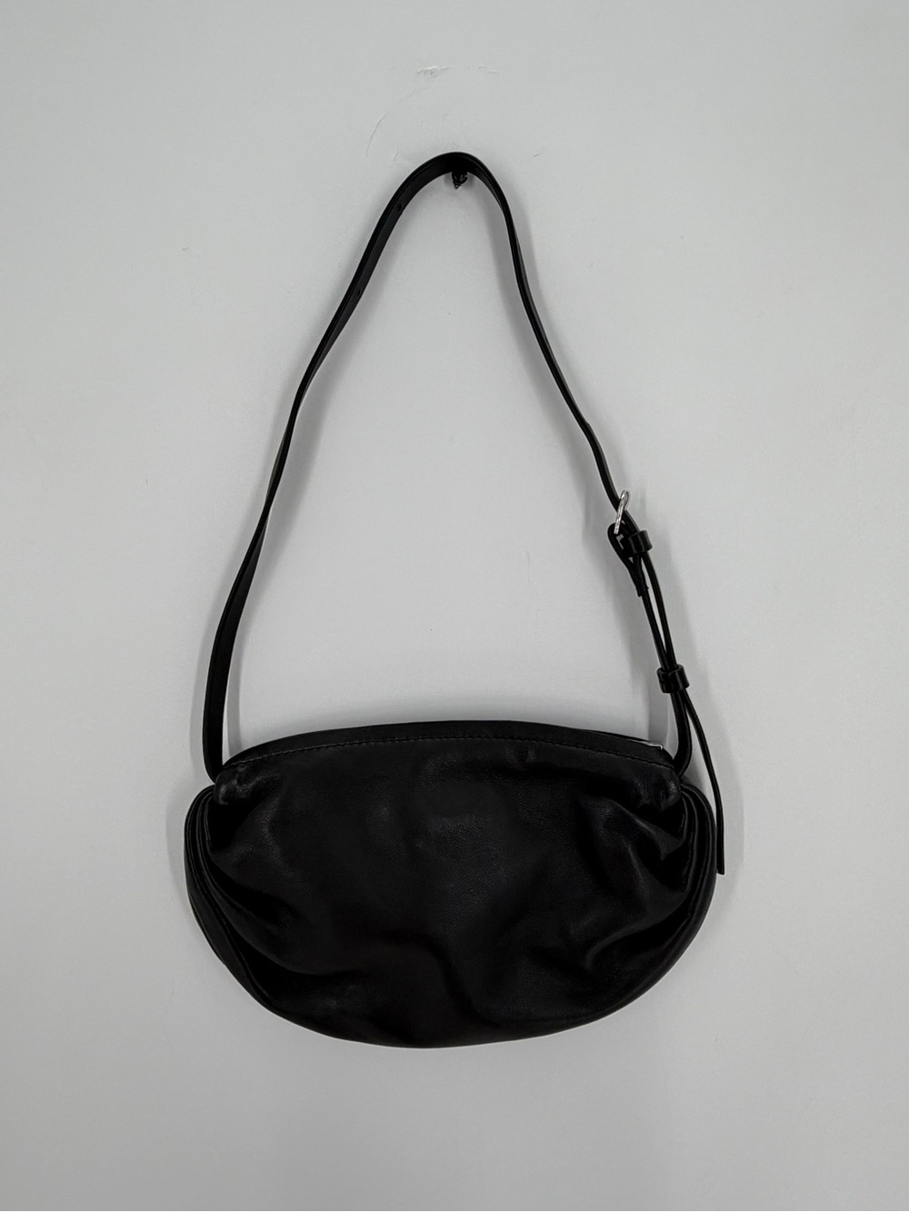 Cos Leather Gathered Shoulder Bag In Black